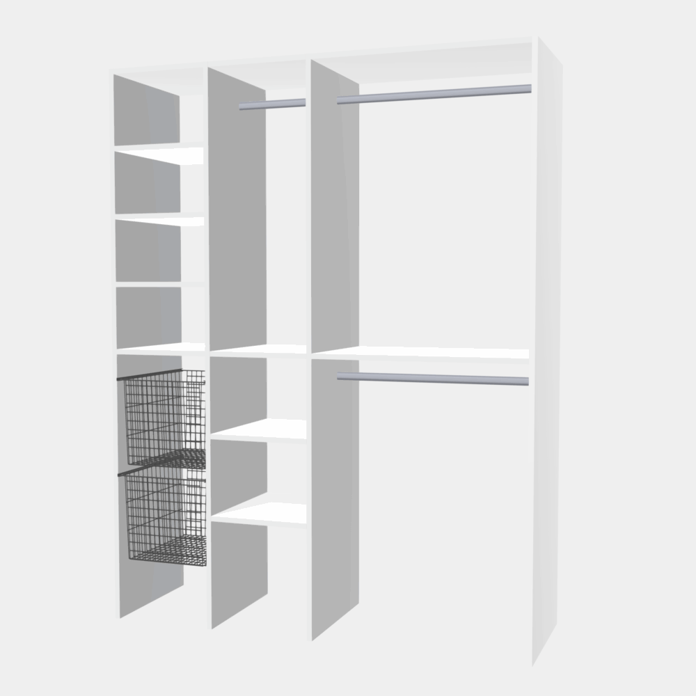 Garderobe løsning med Inventar - TotalBredde 1600mm (U. Skydedøre)