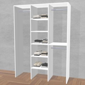 Garderobeløsning inventar i hvid farve inventar løsning på 150 cm med hylder og bøjlestænger