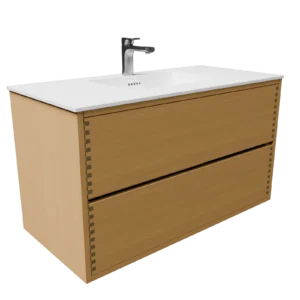 100 cm naturolieret fingertappet badmøbel med Solid Surface bordplade