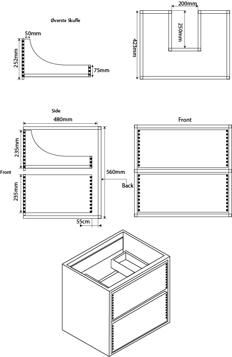 Mål på fingertappet bademøbel