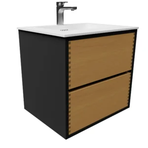 60 cm laminat naturolieret fingertappet badmøbel med bordplade fingerhul