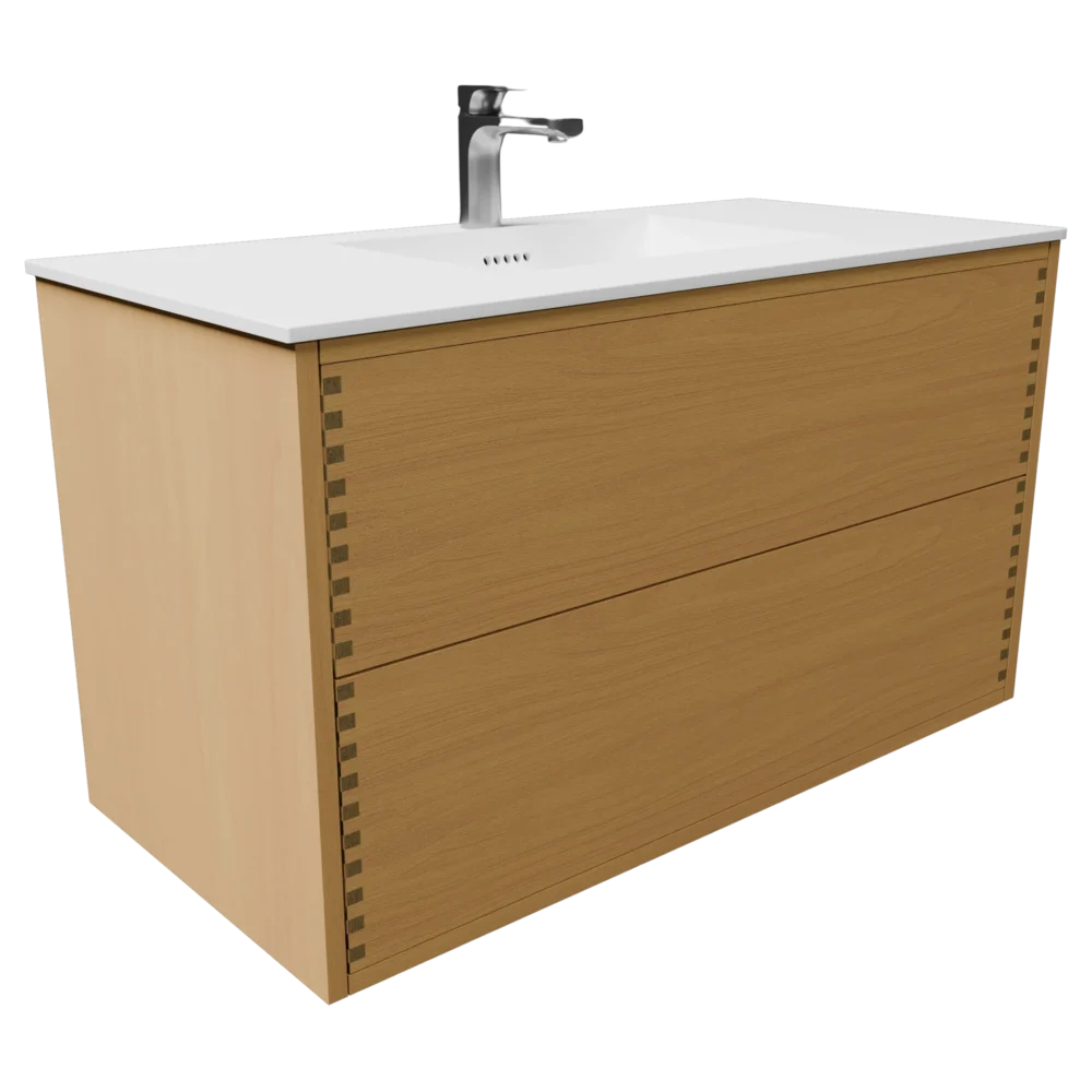 100 cm badmøbel | Naturolieret u. bordplade | Push