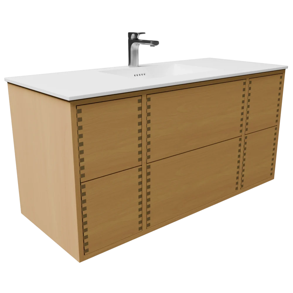 120 cm badmøbel | Naturolieret u. bordplade | Push