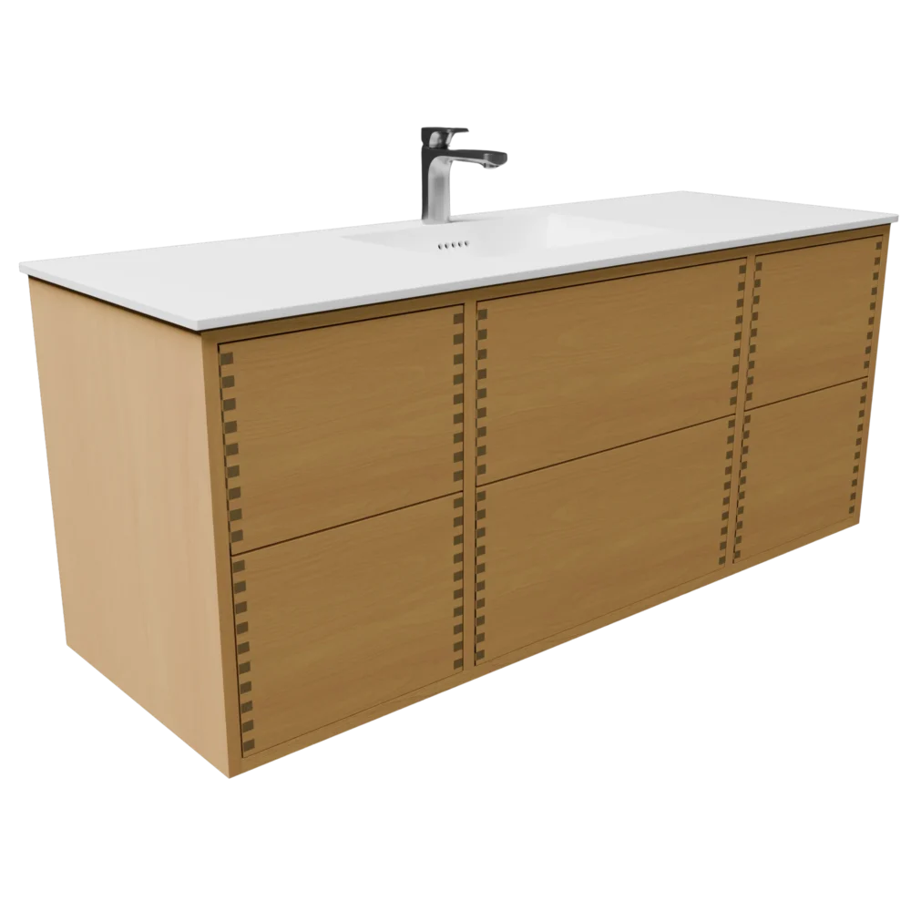 140 cm badmøbel | Naturolieret u. bordplade | Push