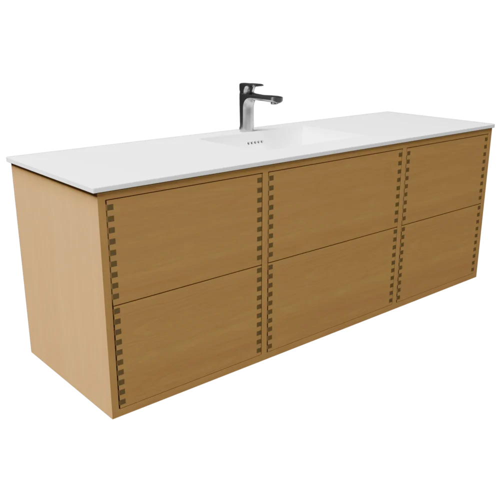 160 cm badmøbel | Naturolieret u. bordplade | Push