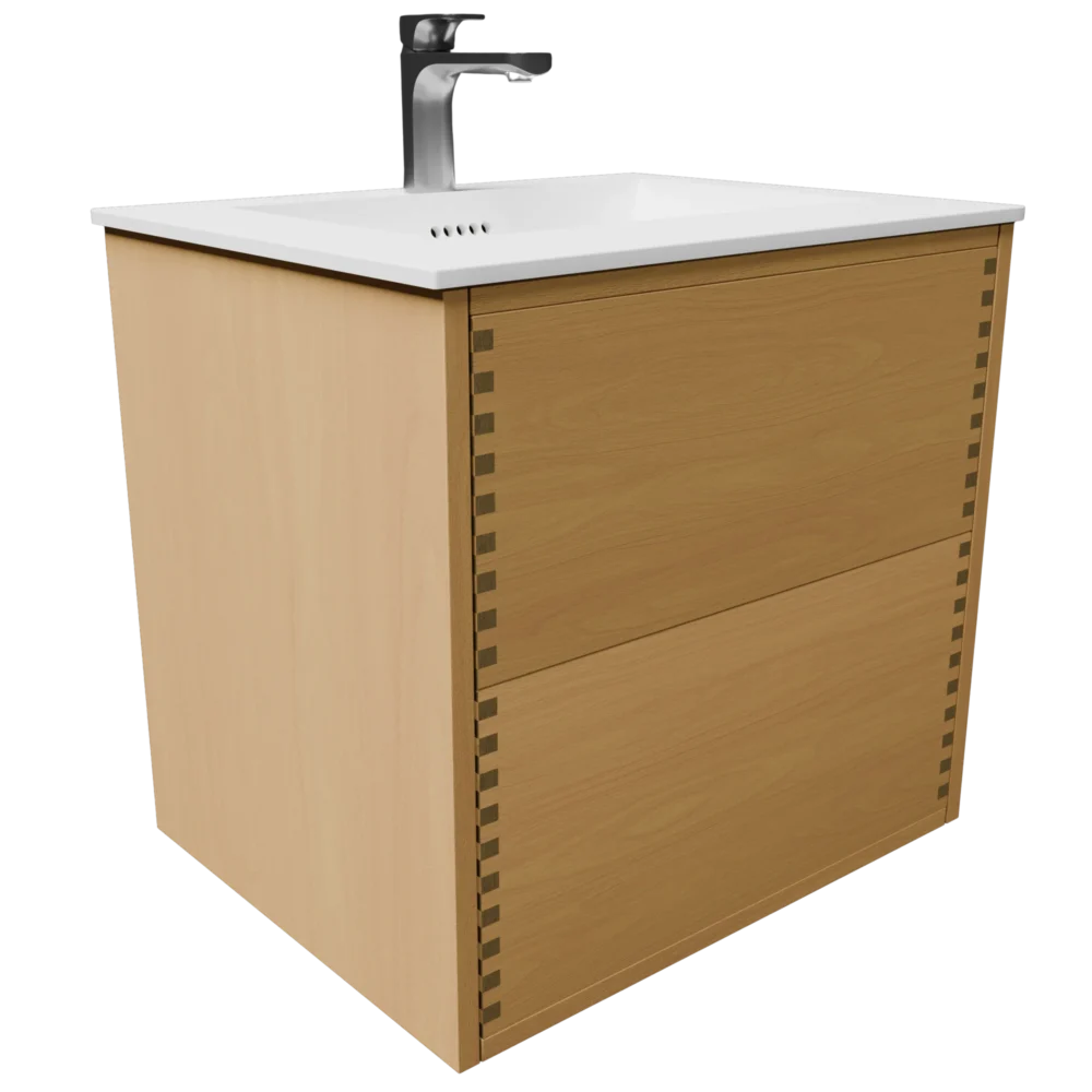 60 cm badmøbel | Naturolieret m. bordplade | Push