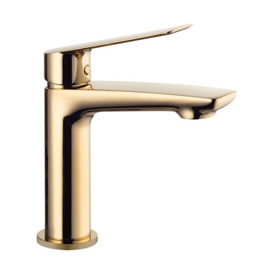 Sleek badarmatur med bundventil – Blank Messing