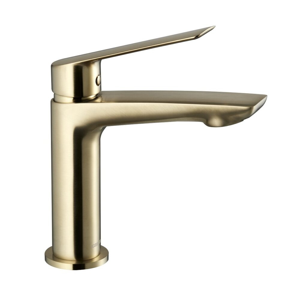 Sleek badarmatur med bundventil – Børstet messing