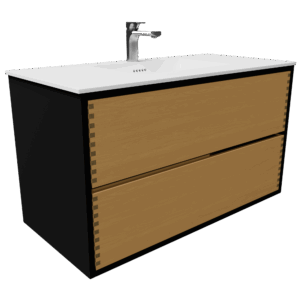 100 cm laminat/naturolie fingertappet badmøbel med bordplade og greb