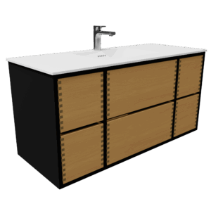 120 cm laminat/naturolie fingertappet badmøbel med bordplade