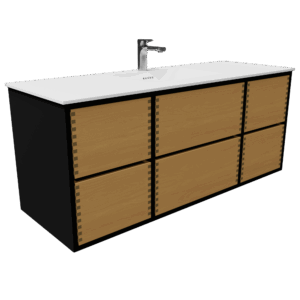 140 cm laminat/naturolie fingertappet badmøbel med bordplade