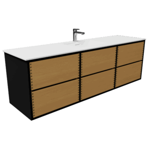 180 cm laminat/naturolie fingertappet badmøbel med bordplade