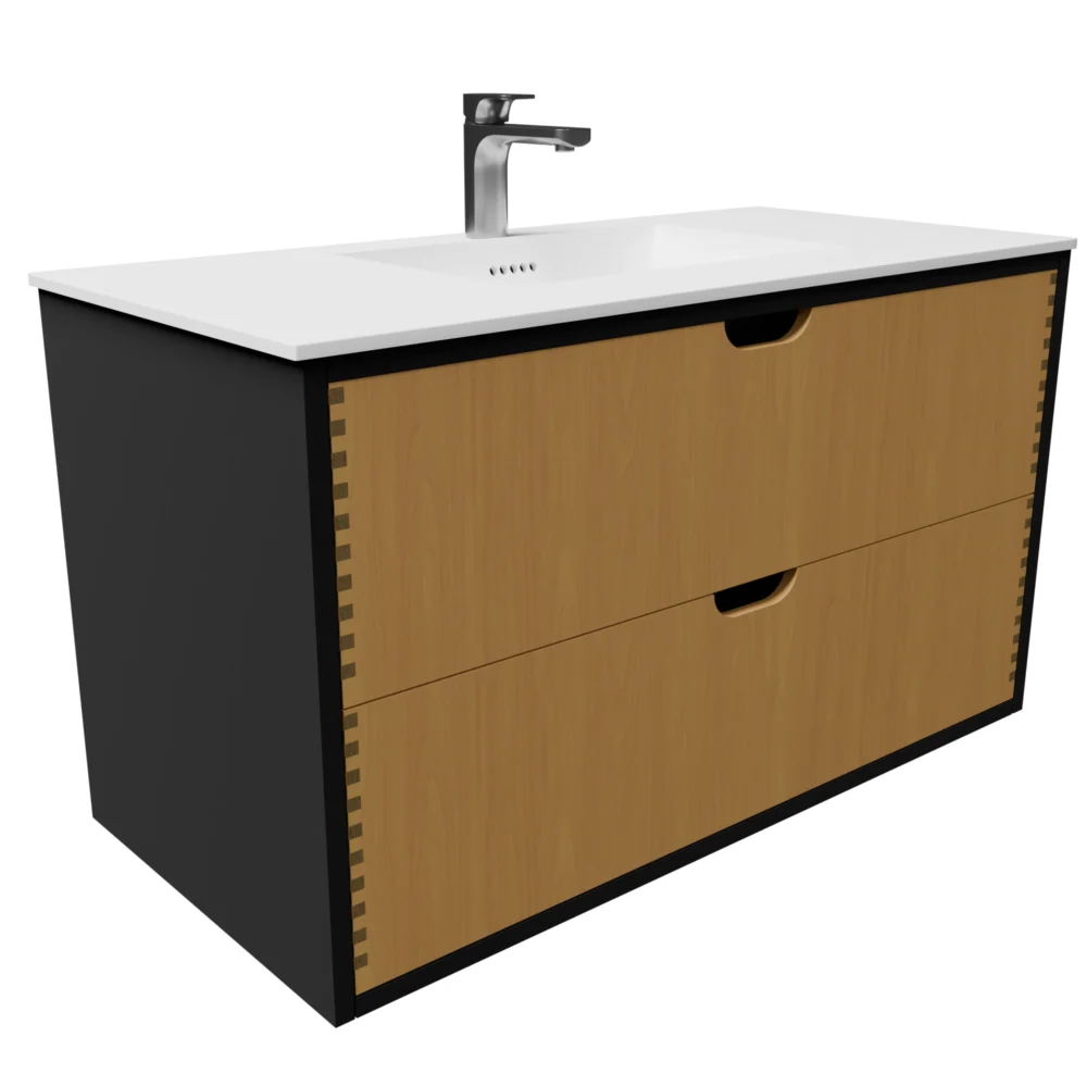 Udskæring C 100 cm naturolieret fingertappet badmøbel m bordplade