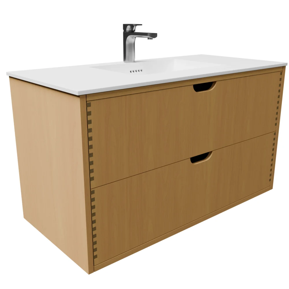 Udskæring C 100 cm naturolieret fingertappet badmøbel m bordplade