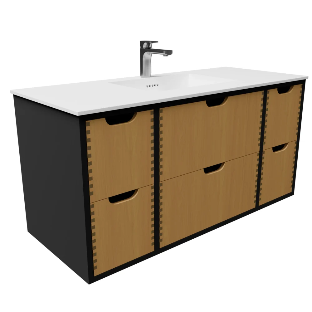 Udskæring C 120 cm naturolieret fingertappet badmøbel m bordplade