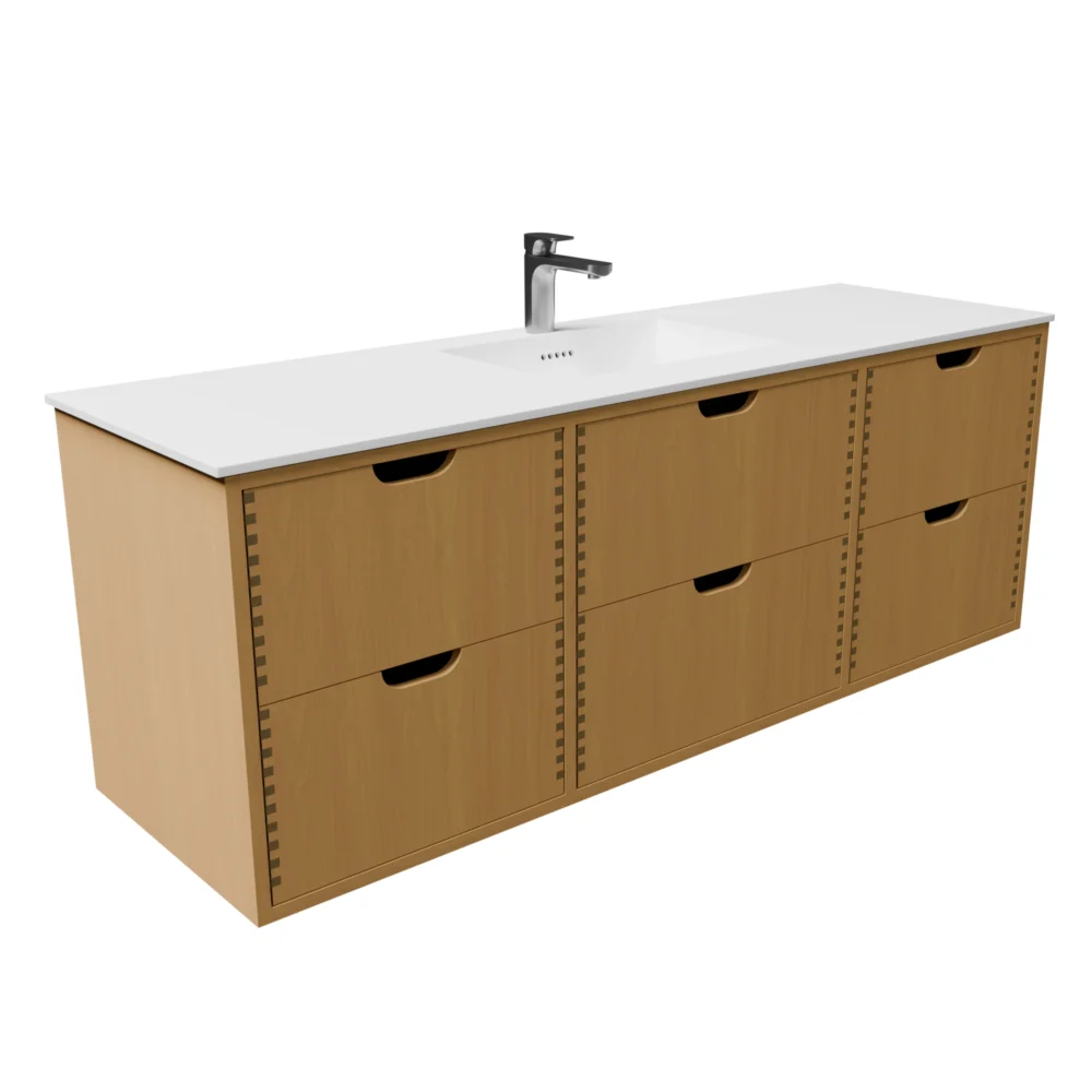 Udskæring C 160 cm naturolieret fingertappet badmøbel m bordplade