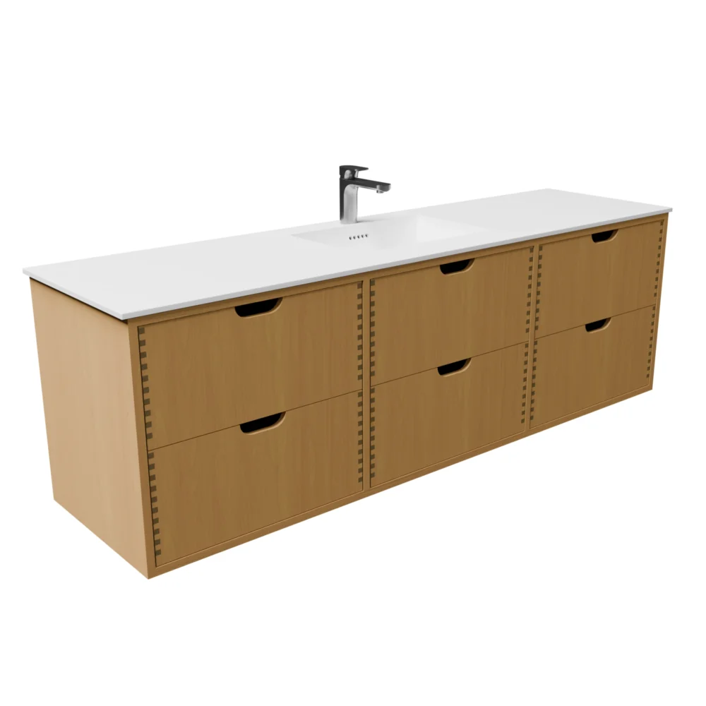 Udskæring C 180 cm naturolieret fingertappet badmøbel m bordplade