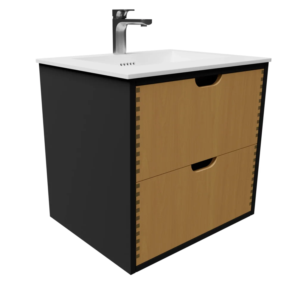 Udskæring C 60 cm naturolieret fingertappet badmøbel m bordplade