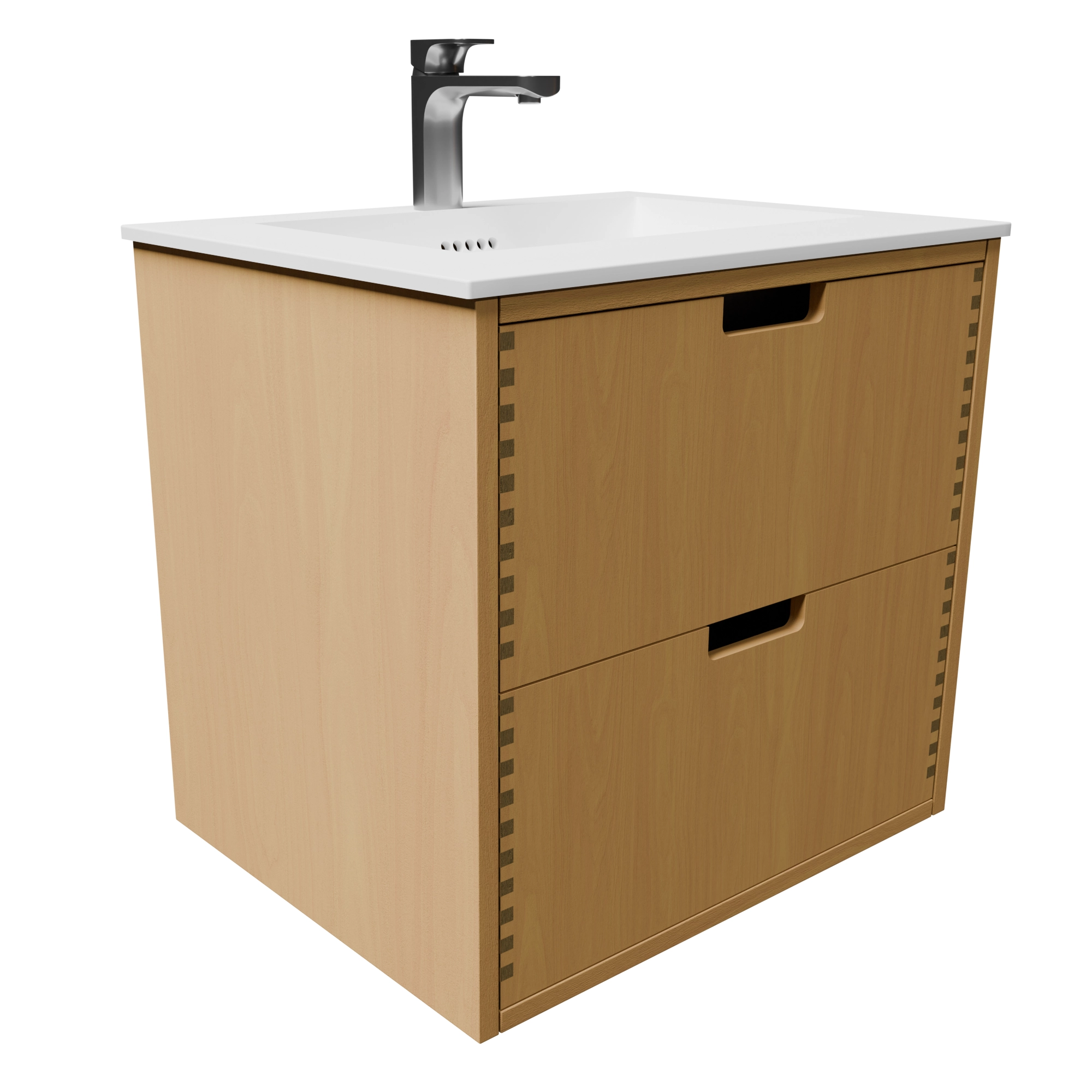 Udskæring L 60 cm naturolieret fingertappet badmøbel m bordplade