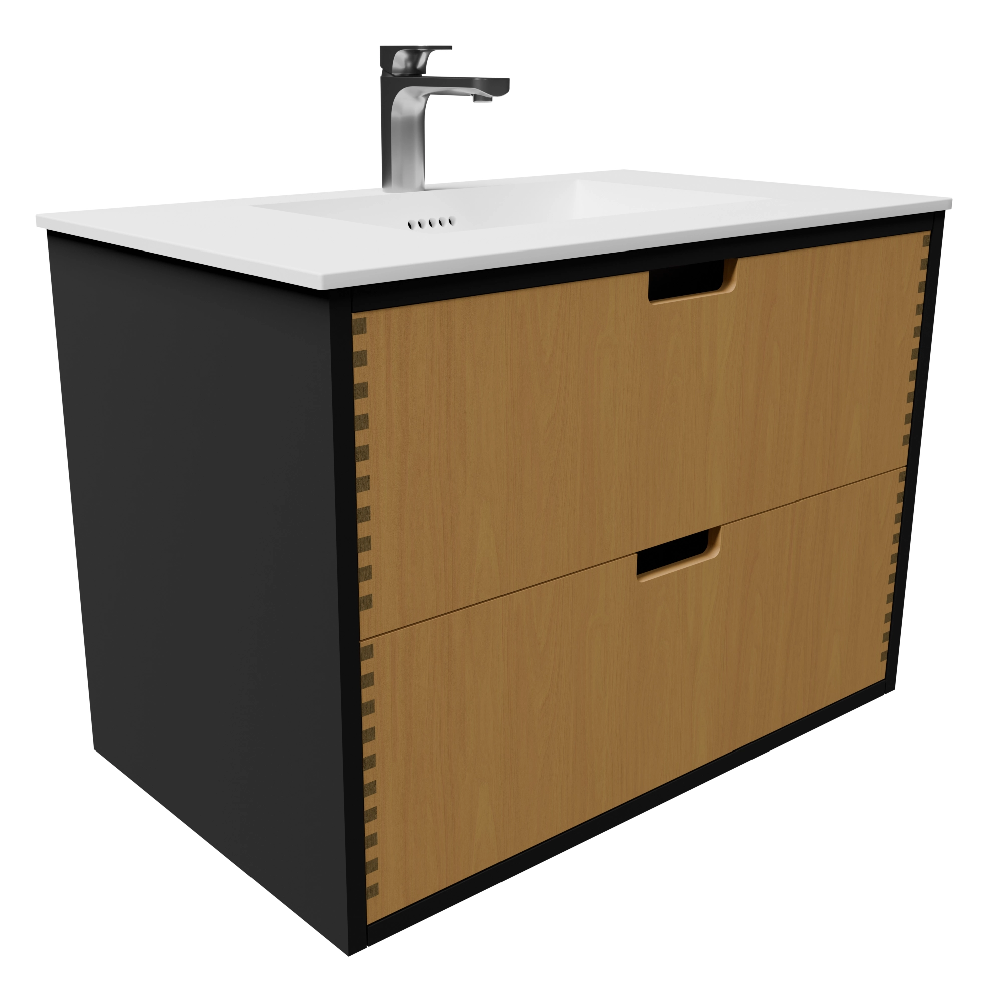 Udskæring L 80 cm naturolieret fingertappet badmøbel m bordplade