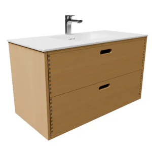 Udskæring O 100 cm naturolieret fingertappet badmøbel m bordplade