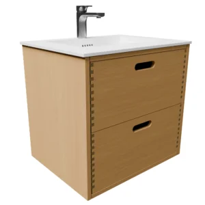 Udskæring O 60 cm naturolieret fingertappet badmøbel m bordplade