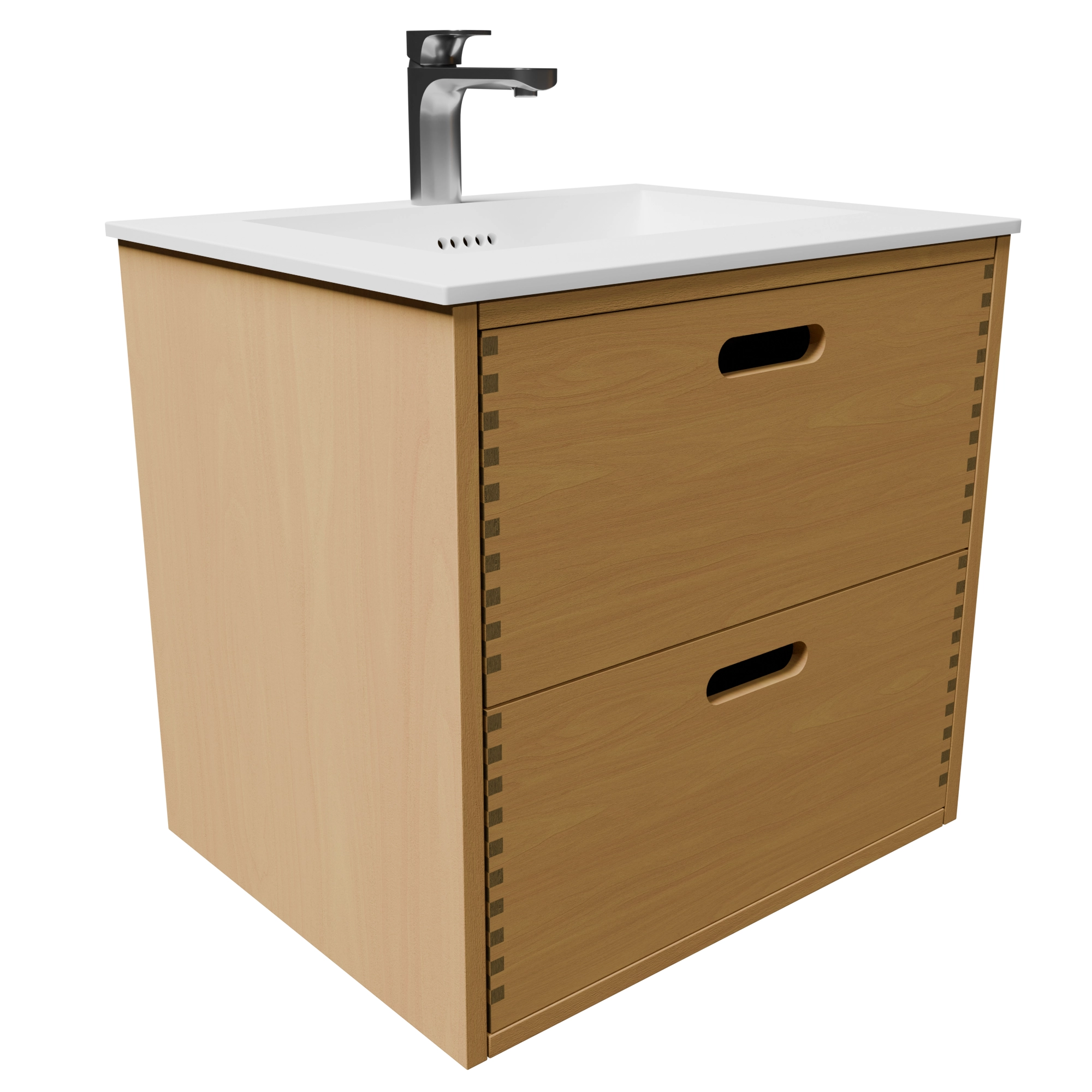 Udskæring O 60 cm naturolieret fingertappet badmøbel m bordplade