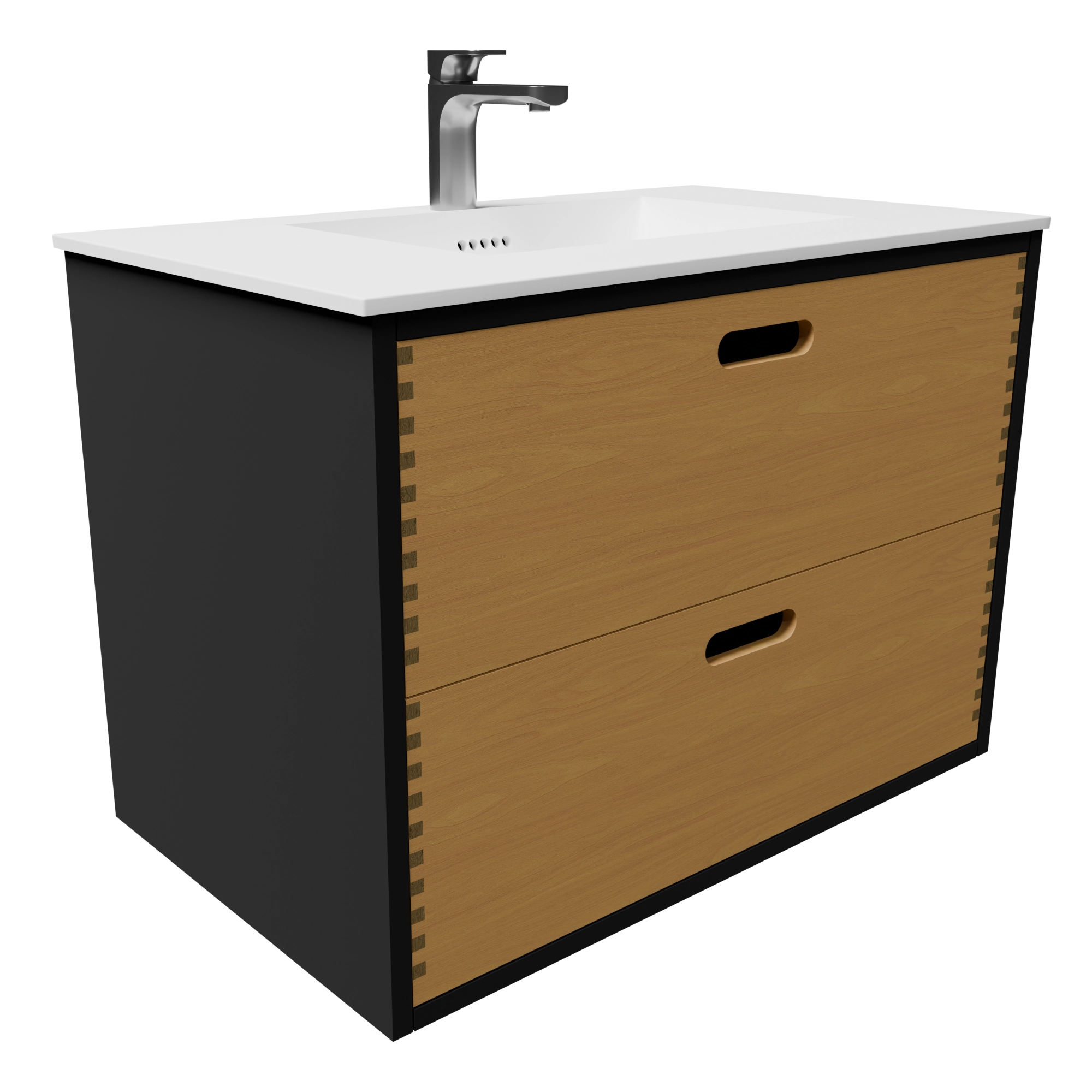 Udskæring O 80 cm naturolieret fingertappet badmøbel m bordplade