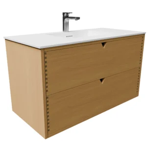 Udskæring V 100 cm naturolieret fingertappet badmøbel m bordplade