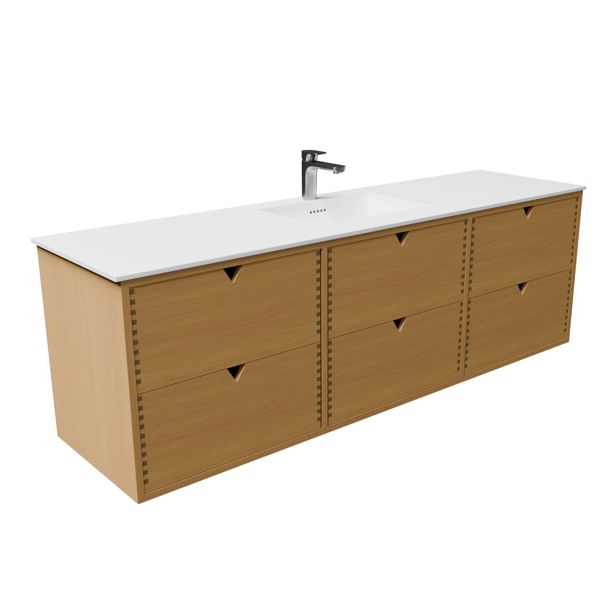 Udskæring V 180 cm naturolieret fingertappet badmøbel m bordplade