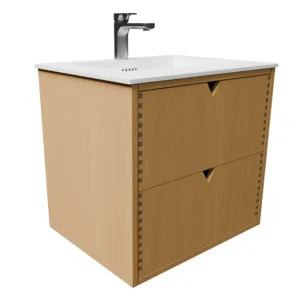 Udskæring V 60 cm naturolieret fingertappet badmøbel m bordplade