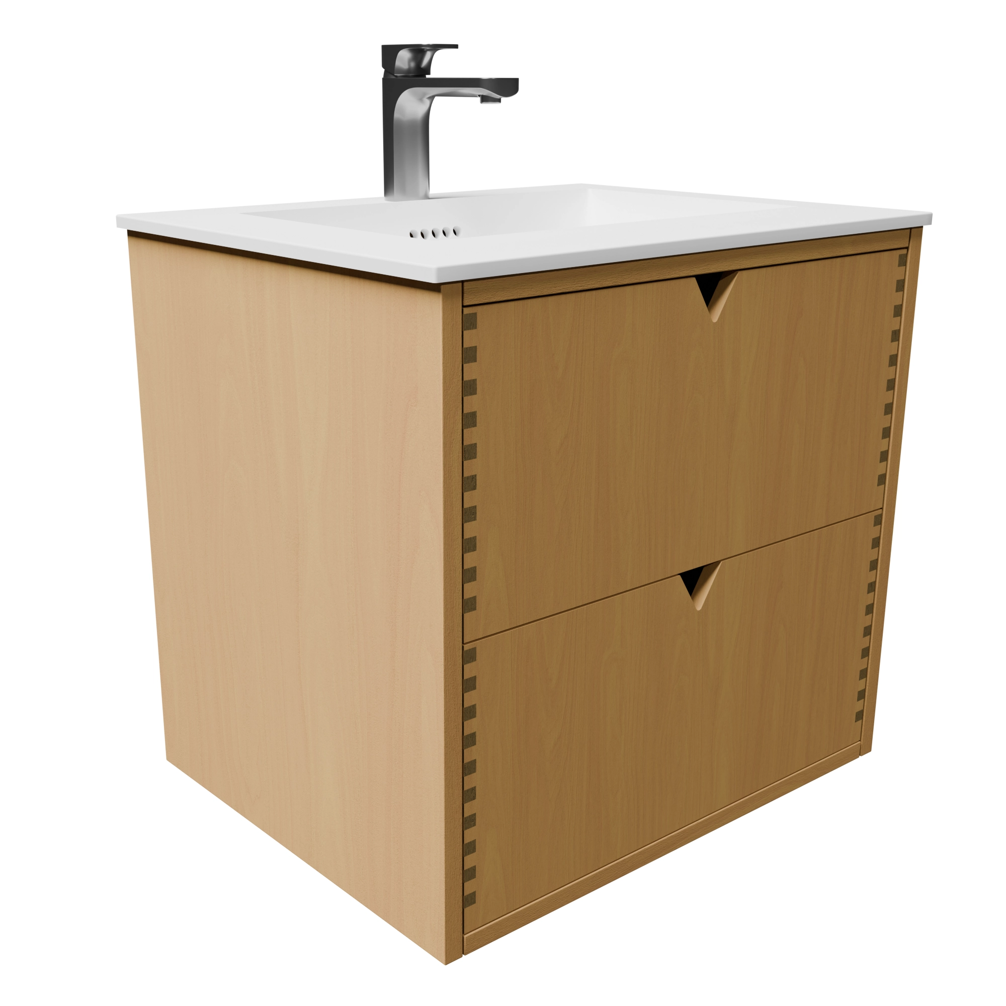 Udskæring V 60 cm naturolieret fingertappet badmøbel m bordplade